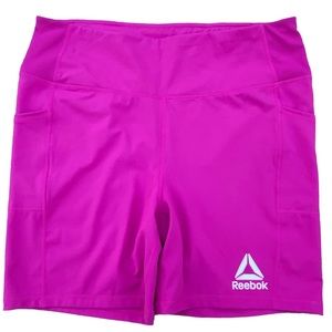 REEBOK Magenta Hi-Rise Workout Shorts with Side Pockets  Size XXL